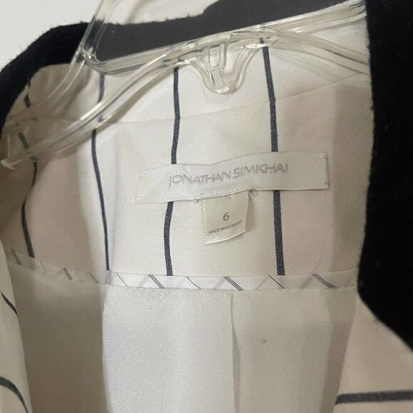 NWOT Jonathan Simkhai ivory white pinstripe blazer tuxedo jacket size US 6 - Picture 4 of 9